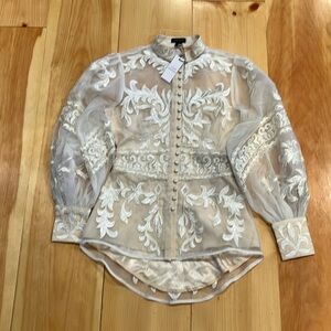 By Lydia X Karen Millen Baroque Appliqué Woven Blouse